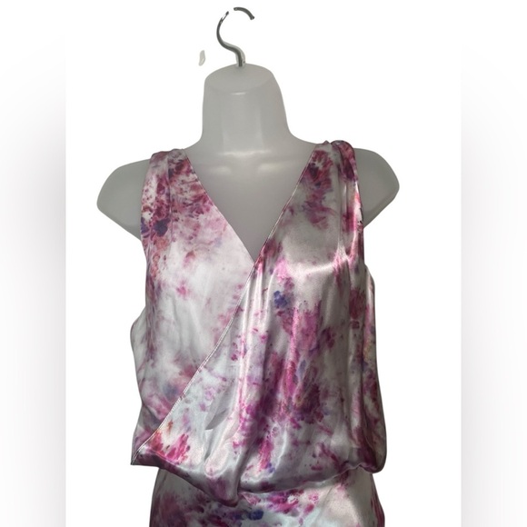 Marina Moscone Silk Blend Open Back Mini Dress Pink Floral NWT - Picture 4 of 6